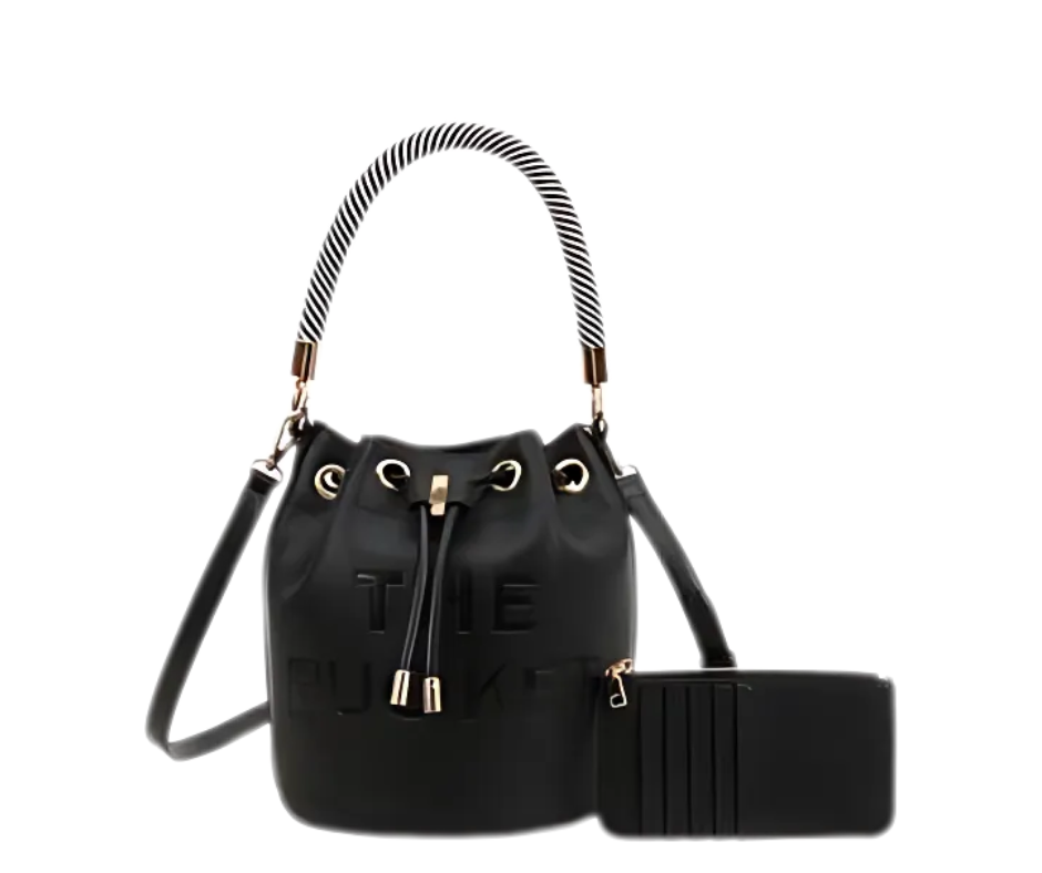 Bucket Bag with Striped Handle Set - Lal's Boutique