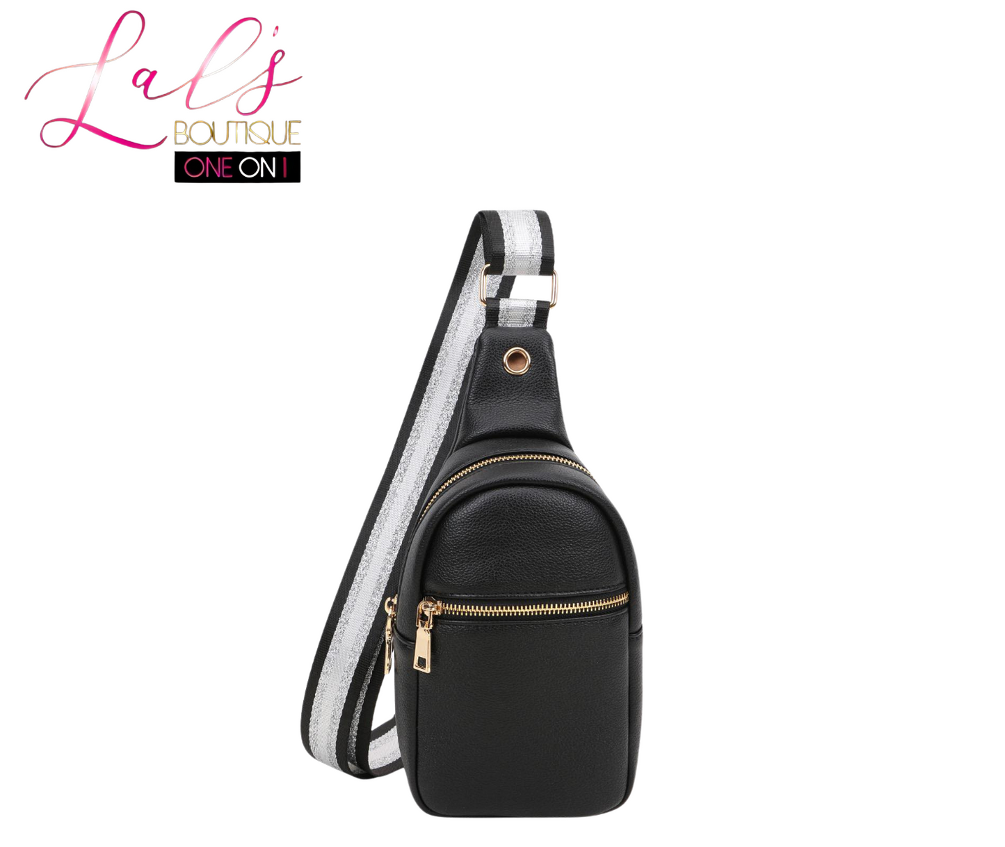 Vegan Leather Sling Bag with Glitter Strap - Lal's Boutique