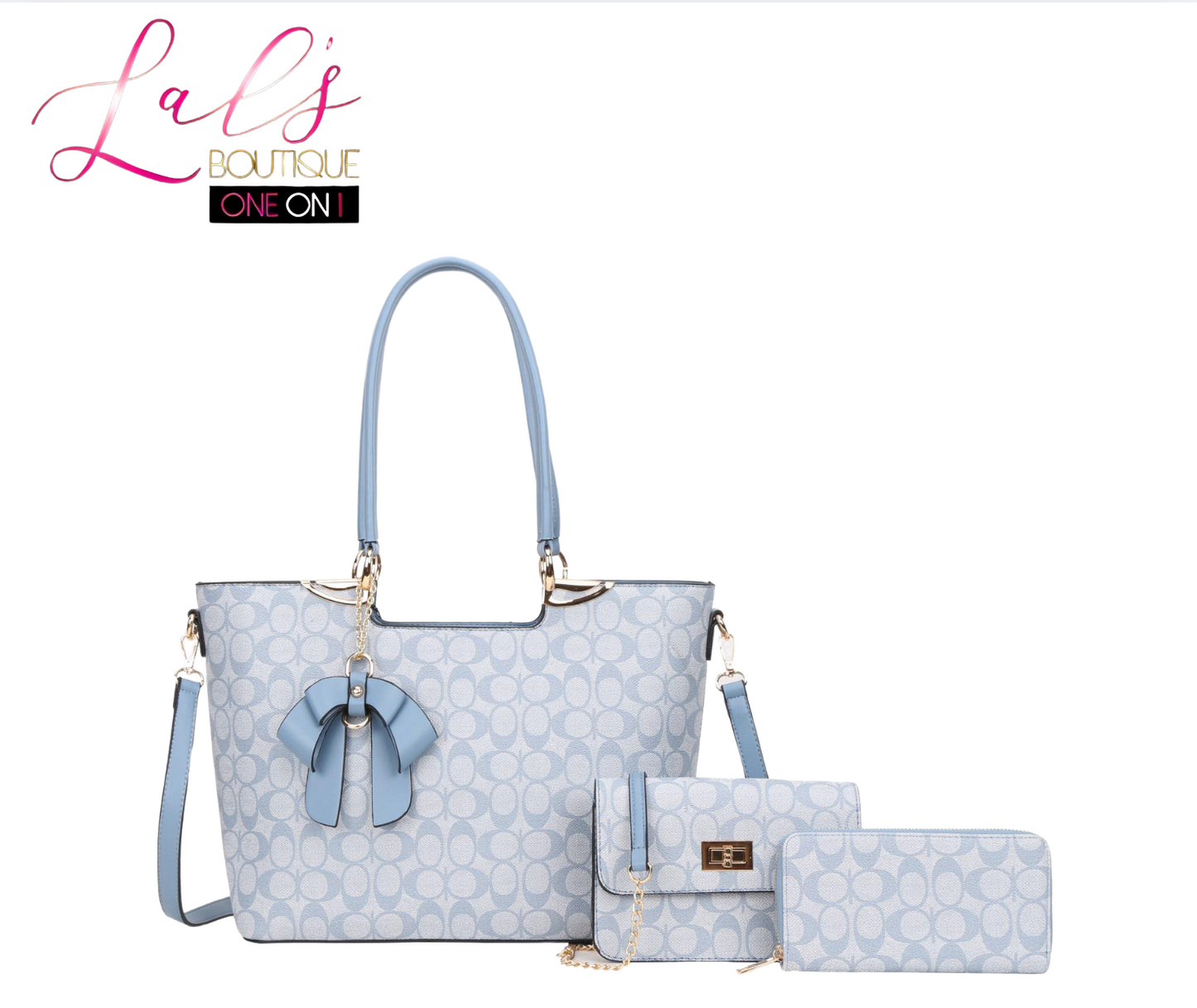 C Designer-Inspired 3-Piece Tote Bag Set with Charm - Lal's Boutique