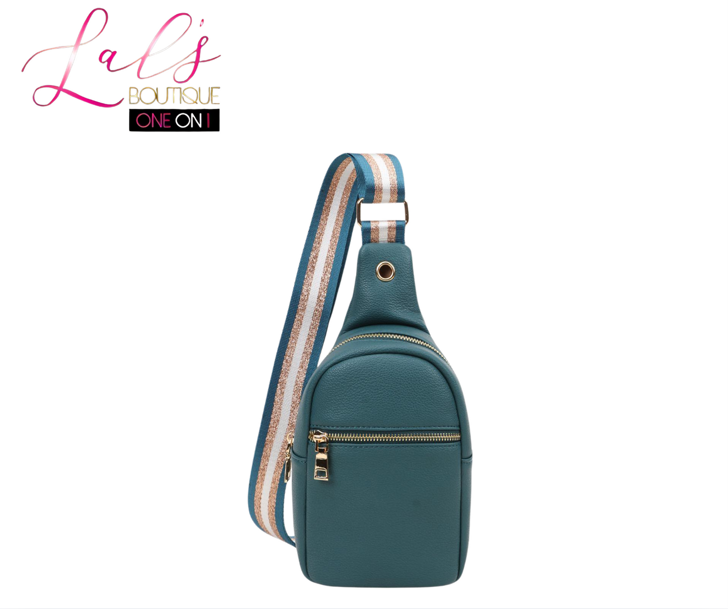 Vegan Leather Sling Bag with Glitter Strap - Lal's Boutique
