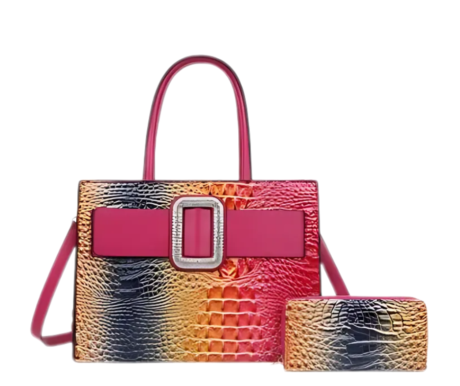 Ombre Croc-Inspired Handbag Set - Lal's Boutique