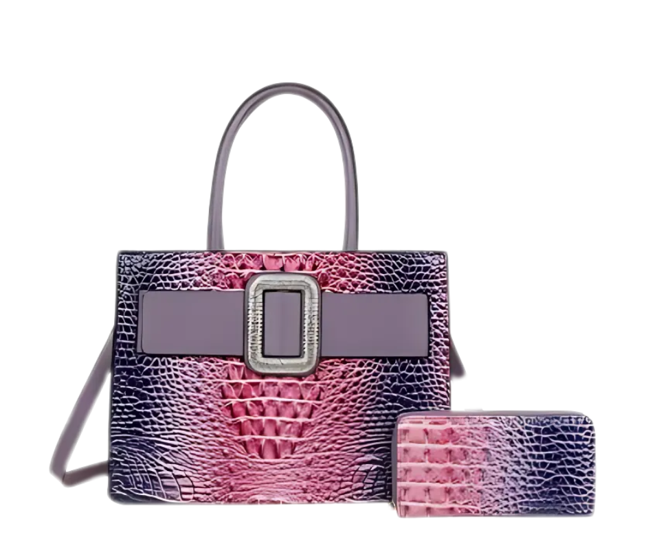 Ombre Croc-Inspired Handbag Set - Lal's Boutique