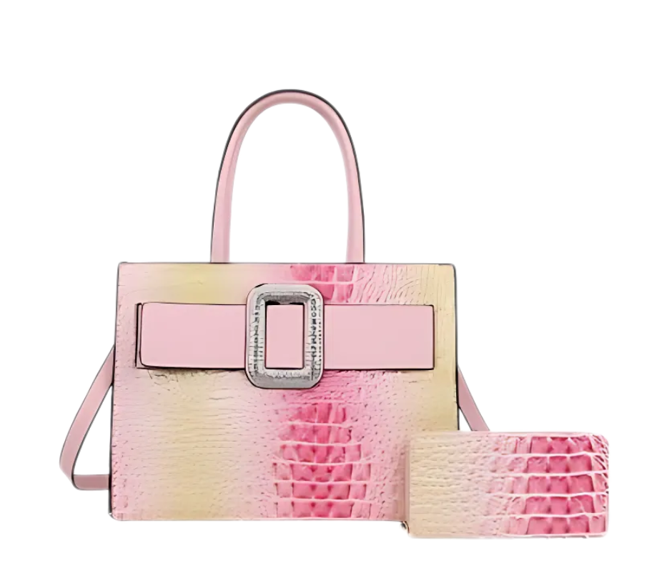 Ombre Croc-Inspired Handbag Set - Lal's Boutique