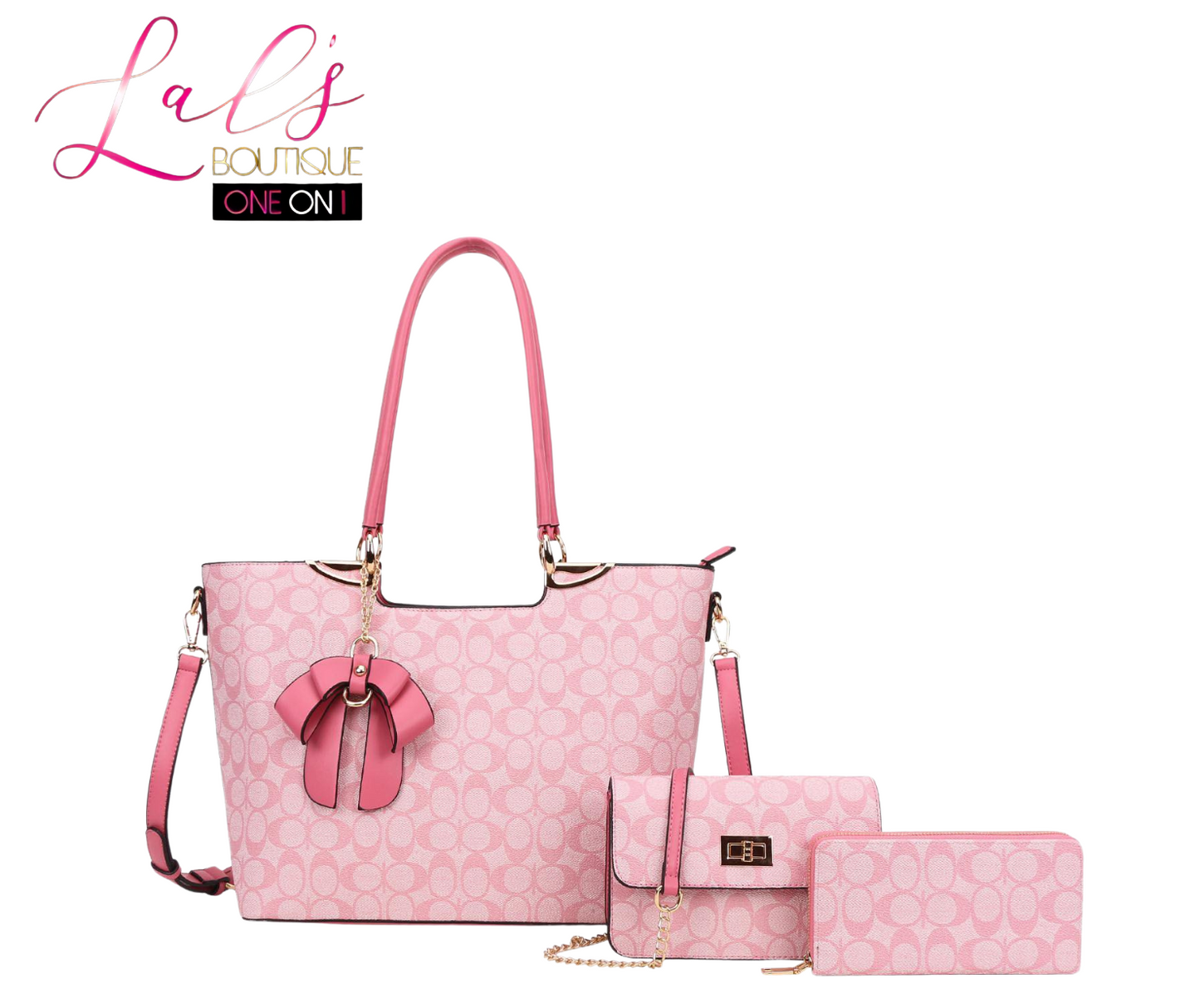C Designer-Inspired 3-Piece Tote Bag Set with Charm - Lal's Boutique