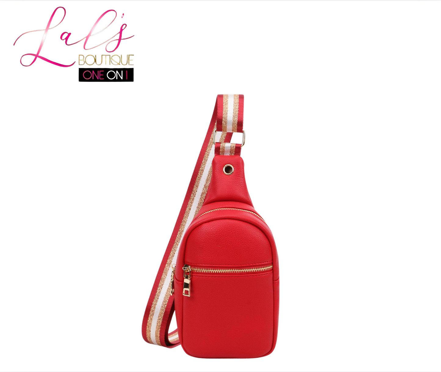 Vegan Leather Sling Bag with Glitter Strap - Lal's Boutique