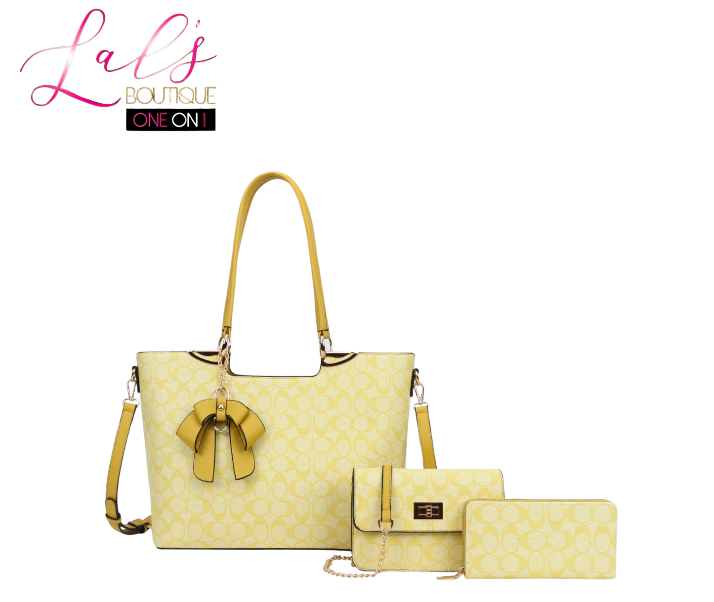 C Designer-Inspired 3-Piece Tote Bag Set with Charm - Lal's Boutique